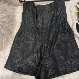 Black snake print tube top jumpsuit